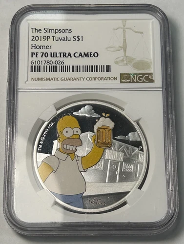 2019 Tuvalu $1 The Simpsons Homer 1 oz Silver Coin NGC PF70 Ultra Cameo