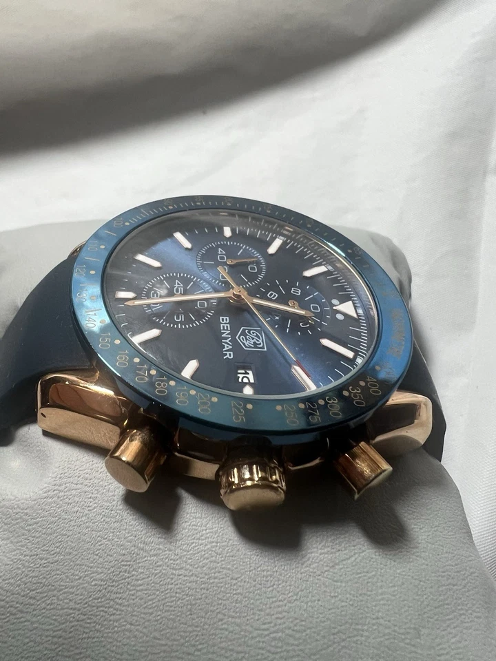 Benyar Cronógrafo FECHA, Azul Marino,46mm,BY-5140M,WR30M, Reloj Hombre’s Foto 3 de 4