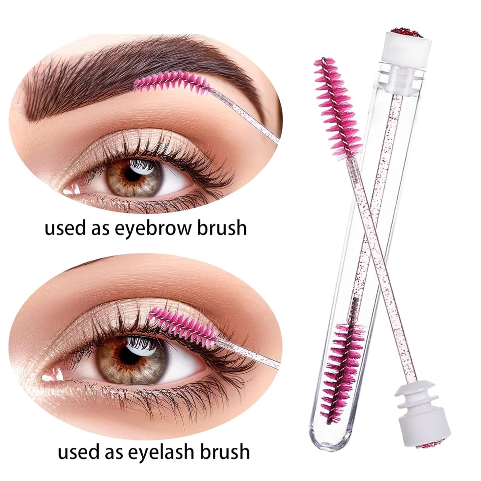 Varitas de rímel desechables rosas de 1 ~ 200 unidades - Cepillos de pestañas con carretes de tubo Foto 3 de 4