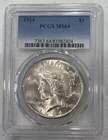 1924 PEACE SILVER DOLLARS MS64 PCGS GRADED