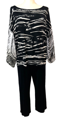 Chico’s Travelers Damen 2-teiliges Set Größe 3/XL Dolmanärmel Kleid Oberteil + Überziehhose