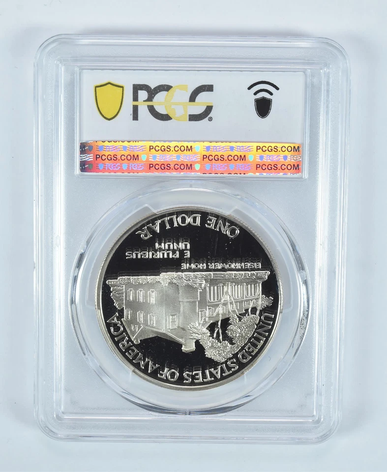 1990-P Eisenhower Commemorative $1 PR69 DCAM PCGS Blue Label *0392 - Image 2 of 4