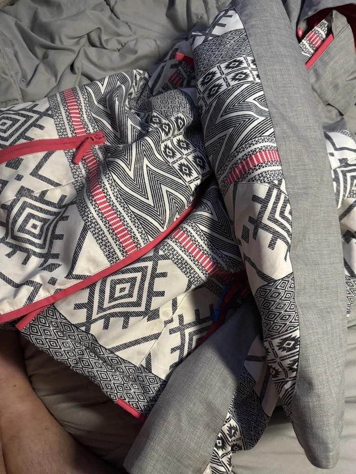 Roxy Chaqueta de Nieve Esquí Snowboard Aviada Blanca Gris Geométrica Niñas Talla 12/L🔥 Foto 2 de 4