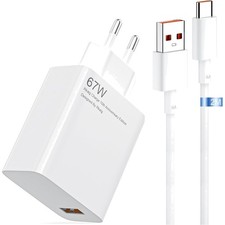 67W Turbo-Ladegerät für Xiaomi & Redmi, Fast Charger mit USB-C Kabel, 6A Schn...