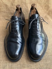 PRADA Mens Black Leather Plain Toe Oxford Shoes Size UK 9 || US 10