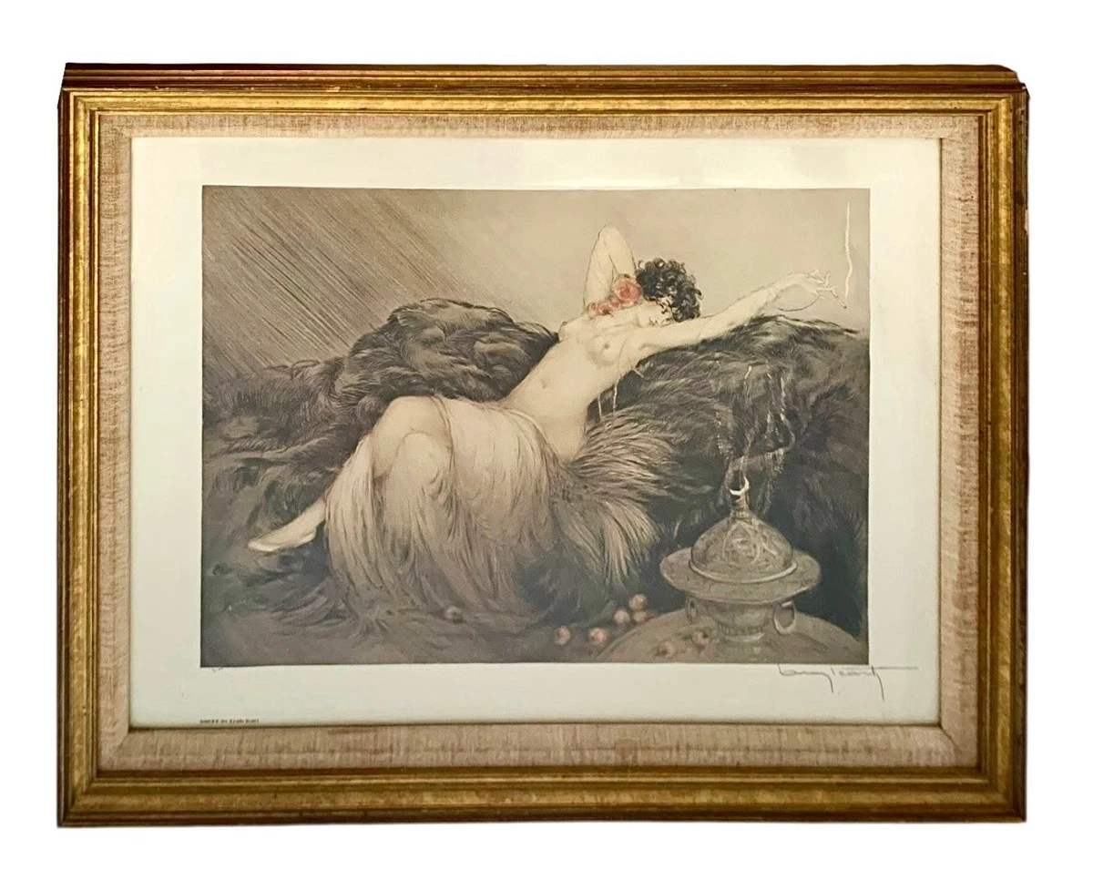 Art déco lithograph 直筆サインあり Licensed Reprint Art Deco Women