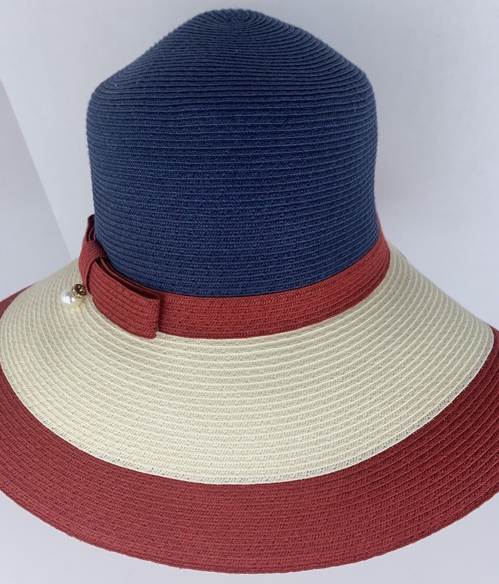 John Callanan Blue Red Woven Toyo Sun Hat 