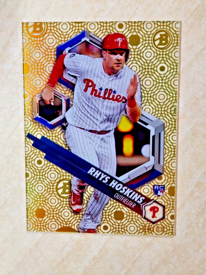 2018 Topps High Tek RC Rhys Hoskins Rookie Gold Diffractor /50 SSP #RHT-RH 💥💥 - Image 2 of 4