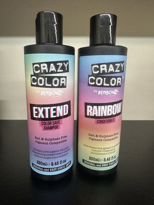 2 Pack CRAZY COLOR EXTENDED COLOR SAFE SHAMPOO  & Rainbow Conditioner 8.45 Fl Oz
