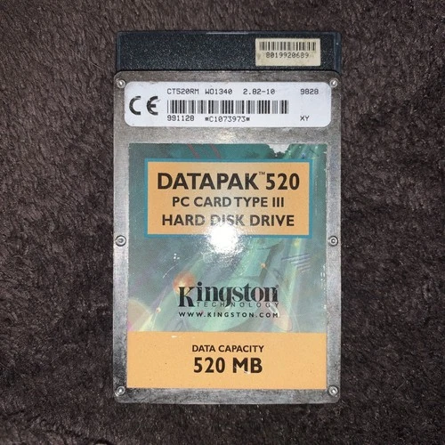 Datapak 520MB PC Card type III hard disk drive portable Rare!