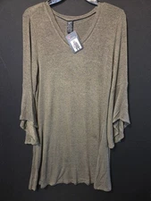 Lildy Solid V- Neck Blouse S-M New