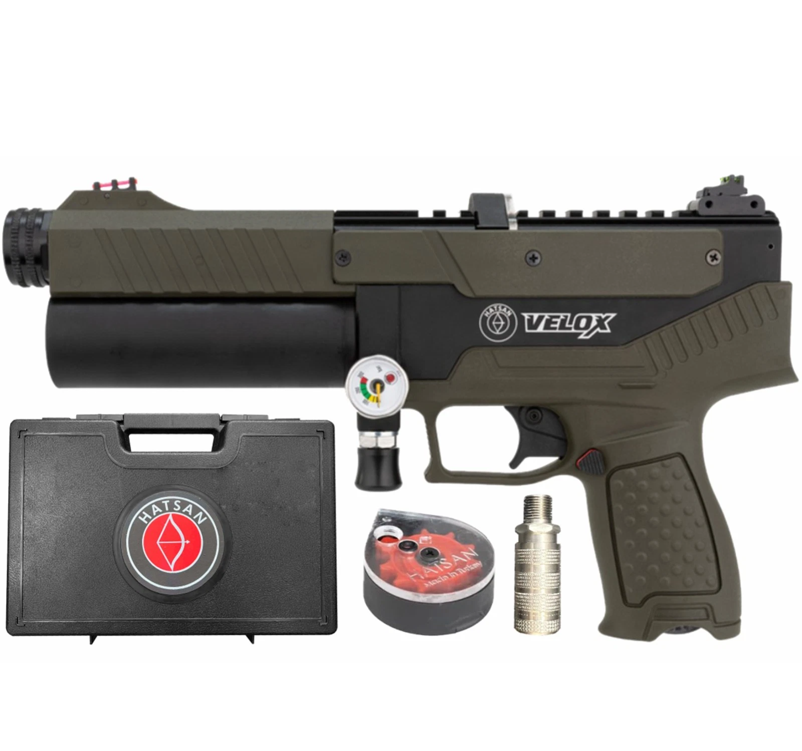 Hatsan Velox Bolt Semi-Auto PCP OD Green .22 Cal Air Pistol