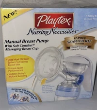 Playtex Necessities Manual Breast Pump Kit W/bottles & Drop-Ins Liners 4oz NEW