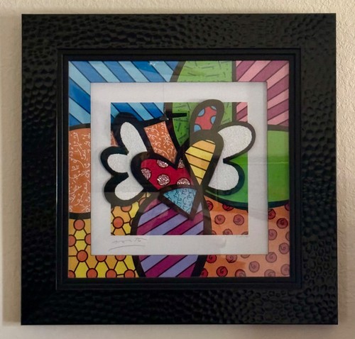 Romero Britto "Flying Heart" 3D Sculptograph, Signed by Artist, COA
