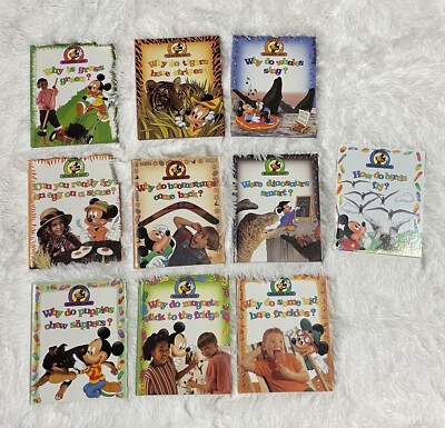 Mickey Wonders Why Childrens Books Walt Disney Hardcover Educational Lot Of 10