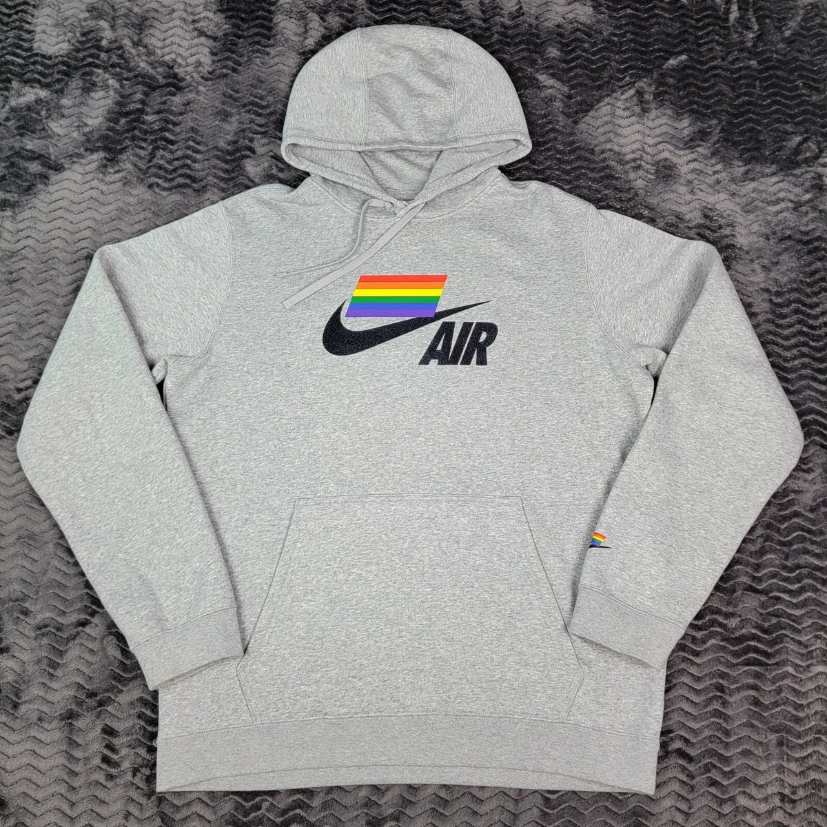 Nike Be True Hoodie Adult Large Gray Black Swoosh Pride Flag
