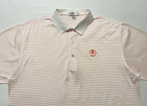 Peter Millar White & Pink Striped Men's Golf Polo Shirt Size M 100% Cotton