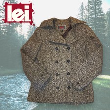 New Women's Lei Brown Wool Pea Coat Size: L
