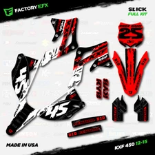 White & Red Slick Racing Graphics Kit fit 12-15 Kawasaki Kxf450 KX450F  Decal