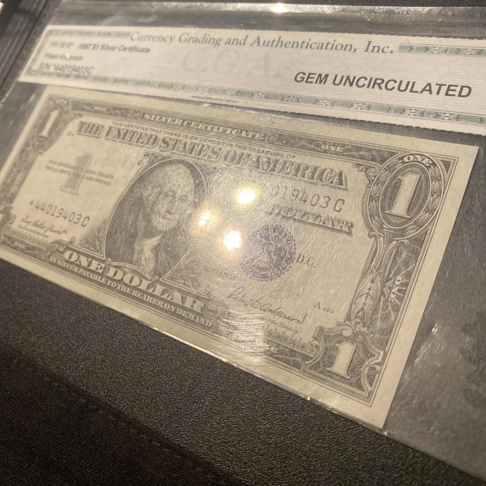 1957 Silver Certificate $1 Blue Seal - Gem Uncirculated 66 Priest-Anderson - Image 3 of 3