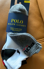 Polo RALPH LAUREN Classic sport combed 3 pairs of socks Sz 10-13 Shoe 6-12.5 NWT