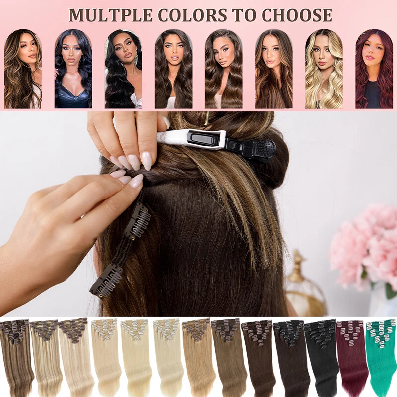 CLEARANCE Double Wefted Clip In Human Hair Extensions Full Head Thick Highlight - Image 3 of 4