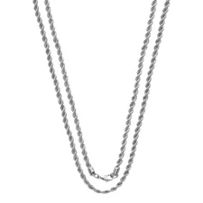 2MM Stainless Steel Silver Rope Chain Necklace For Men and Women 16"- 30"