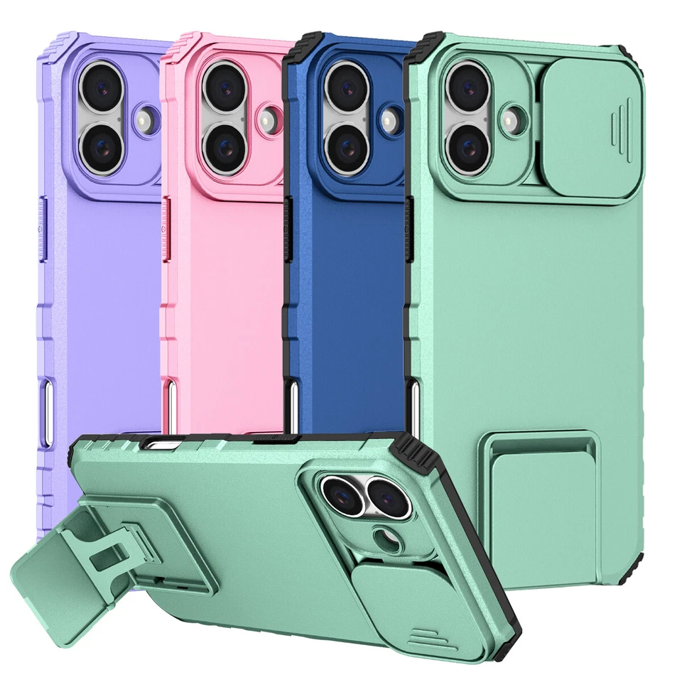 For iPhone 17 16 15 14 13 Pro Max Camera Lens Slide Protection Stand Case Cover - Image 2 of 4