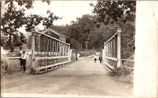 Postcard RPPC Boys Crossing Bridge Country Road  Cyko Photo Card Unposted