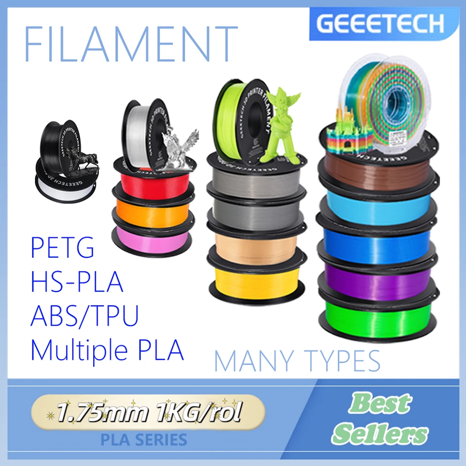 Vente de déstockage!Geeetech Filament d'imprimante 3D PLA/PETG/TPU/ABS+ 1KG