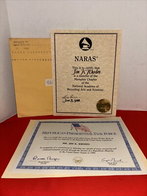 Republican 1988 Presidential Task Force Member Certificate- Estate Find