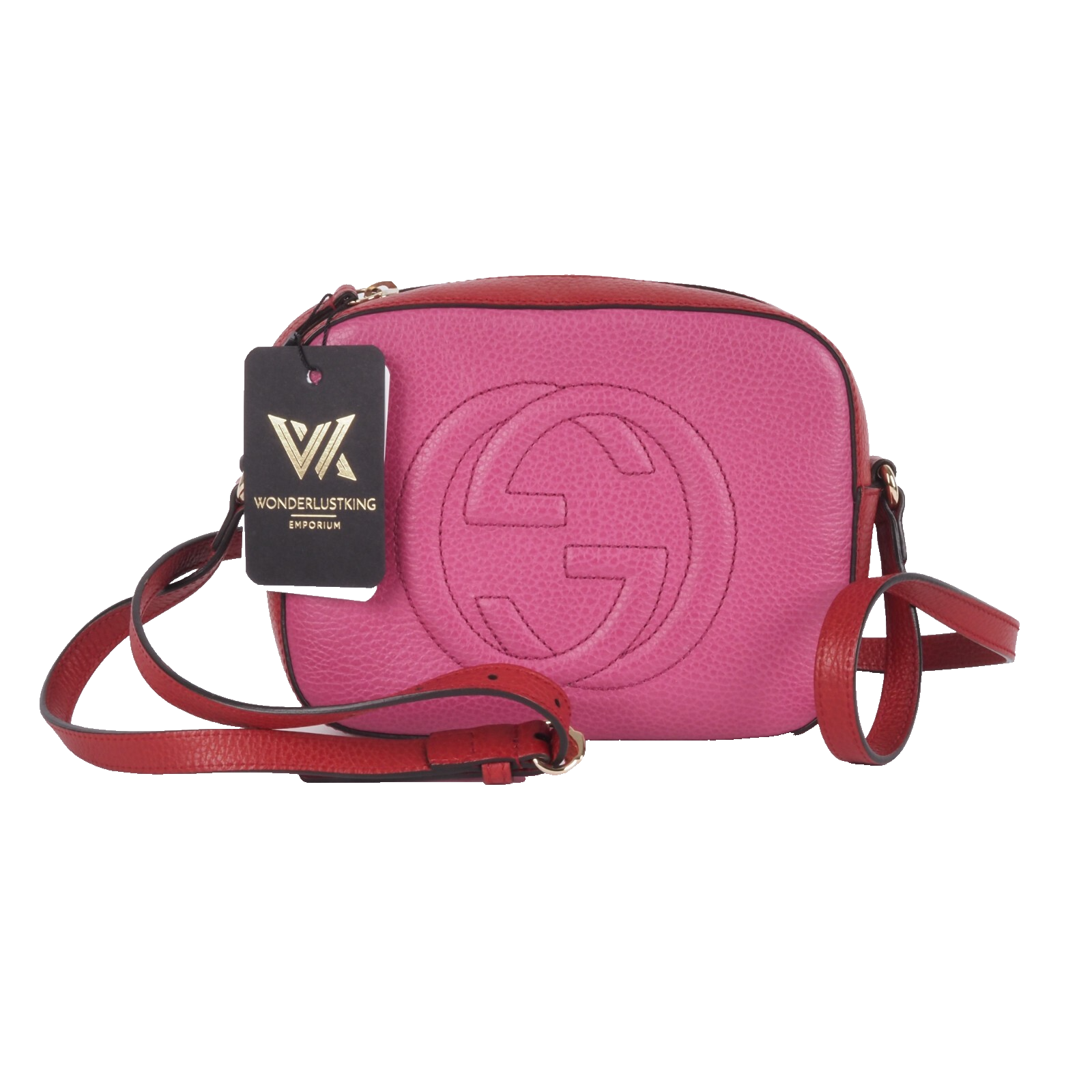 GUCCI Soho Disco Crossbody Bag in Two-Tone Red Fuchsia Luxury Designer Handbag OP 1300 Euro