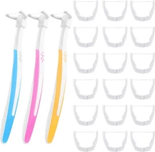3 Pieces Reusable Dental Floss Handle with 300 Pieces Dental Floss Refill Heads