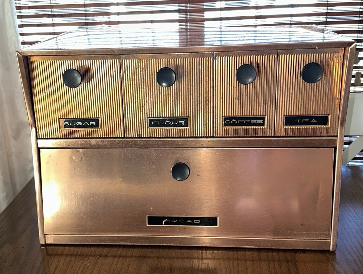 Vintage 1950's Krestline Speco Bread Box Copper MCM Wall Canisters