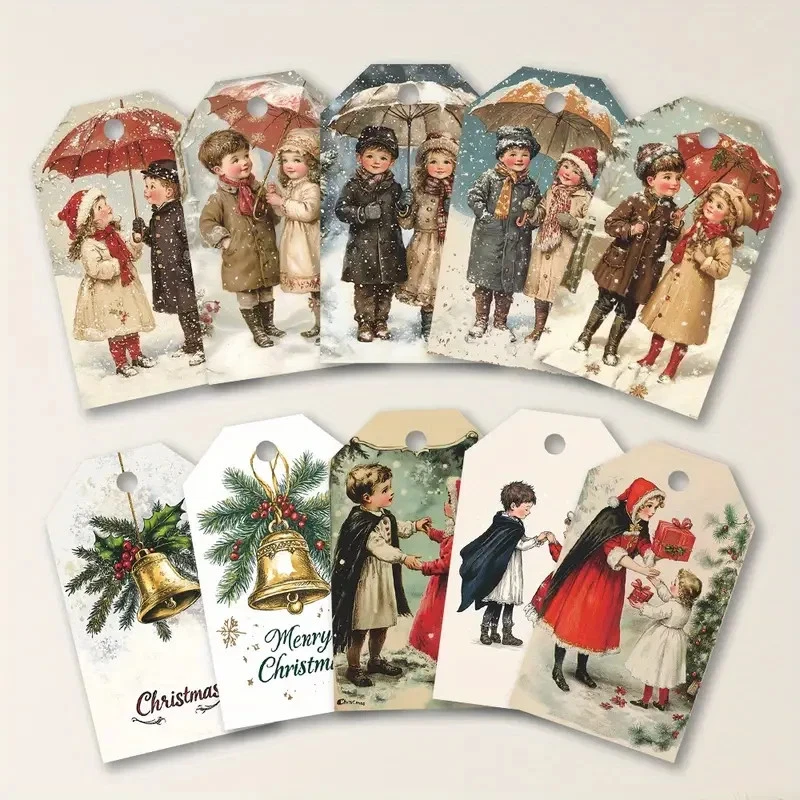 40 nostalgic gift tags Christmas gift tags 40 motifs 4x7 cm + cord - Image 3 of 4