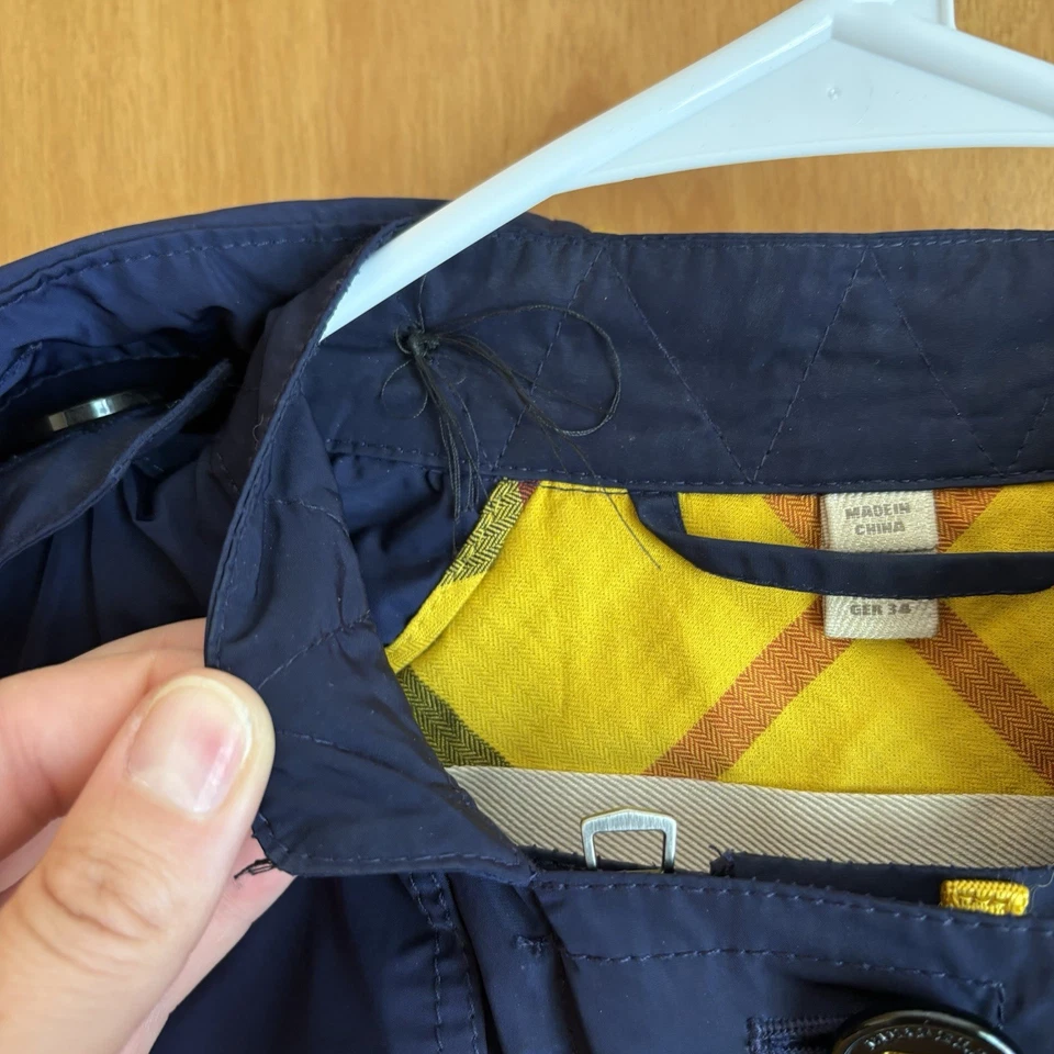 Chaqueta con capucha Burberry Brit para mujer talla 4 azul amarillo lluvia EE. UU. Foto 3 de 4