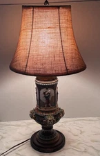 Antique early 20th Century Luxurious German Stoneware Porcelain Table Lamp Stein