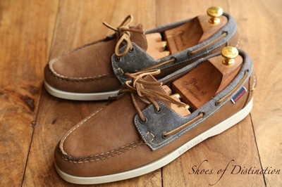 Sebago Brown Nubuck Canvas Boat Deck Shoes Stiefel Herren UK 8,5 US 9 EU 43