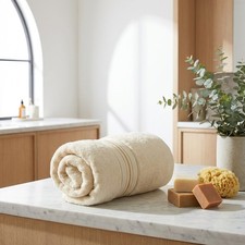 Set of Luxury Bamboo Absorbent Cotton Bath Towel Sheet Hotel Quality Spa Ivory