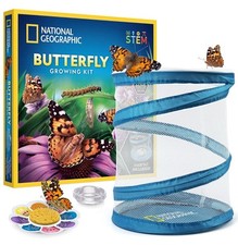 NATIONAL GEOGRAPHIC Butterfly Growing Kit - Butterfly Habitat Kit with Voucher t