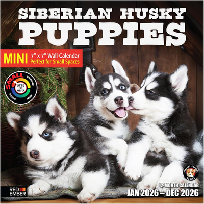 #ad Siberian Husky Puppies 2026 Mini Wall Calendar 12 Month 7quot; X 14quot; Open Thick $6.33