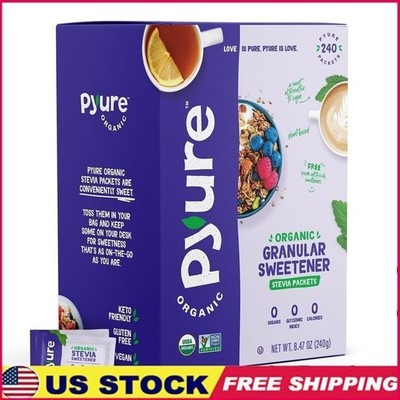Organic Stevia Sweetener Packets Zero Calorie Keto Diabetic Friendly 240 Count