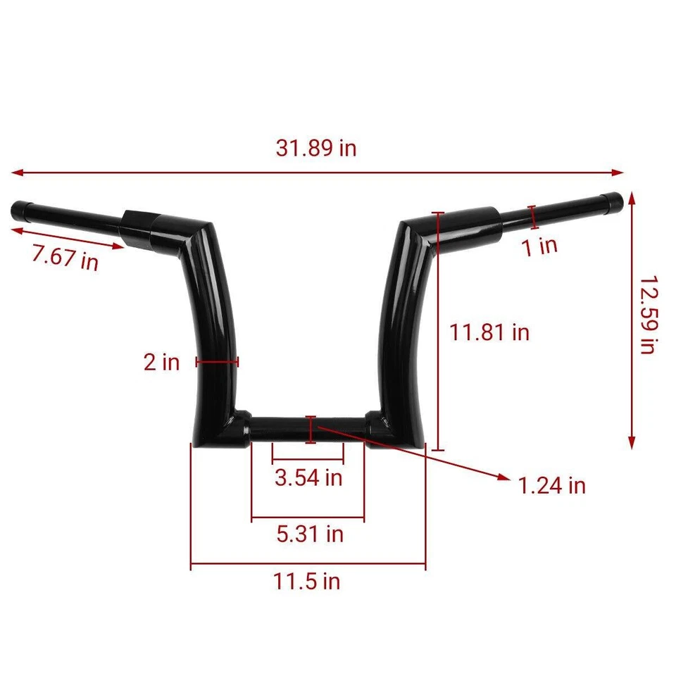DNA Monster 12" 14" 16" Rise 2" Ape Hanger Handlebar Fat Bars For Harley Touring - Image 3 of 4