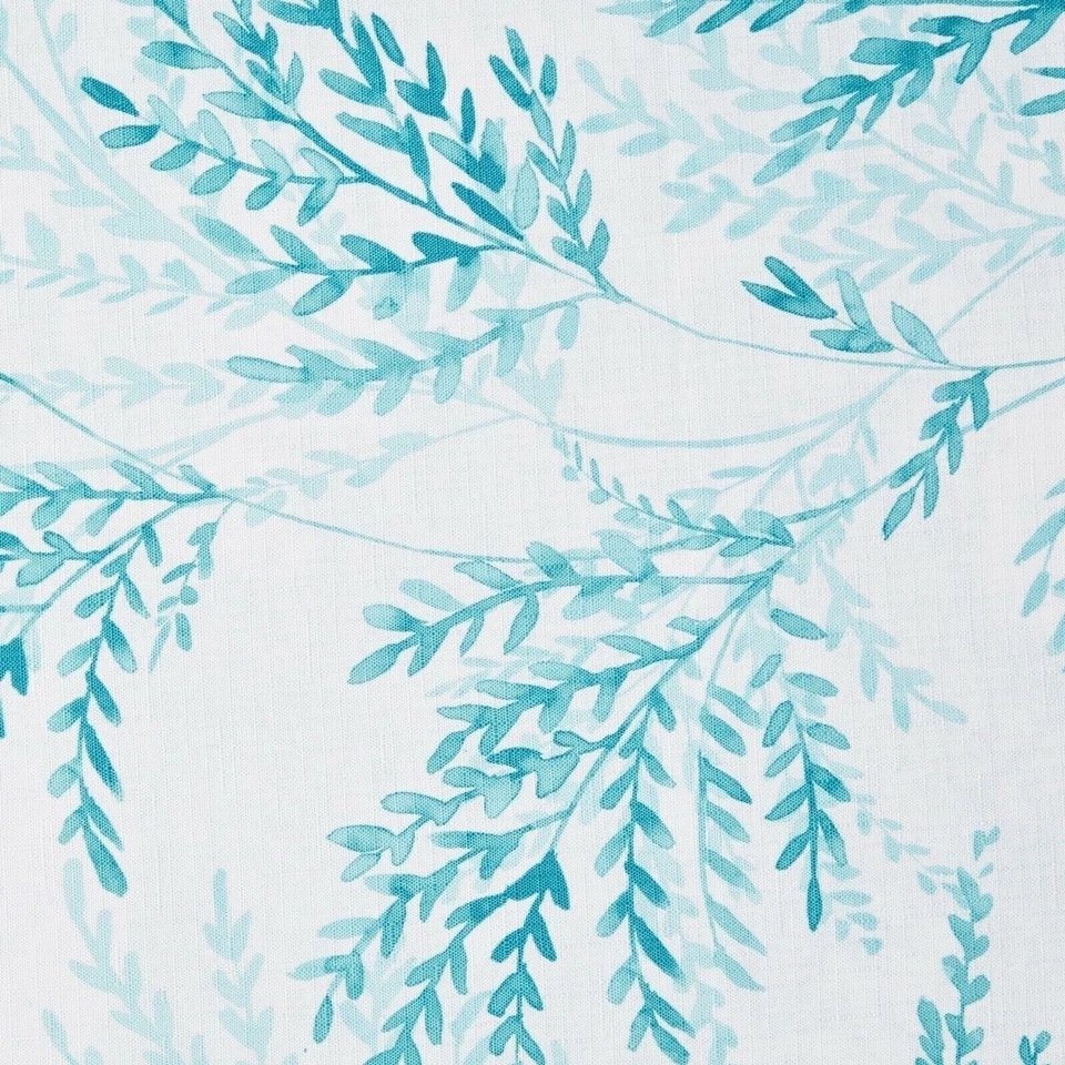 Maiden Hair Fabric Tablecloth White Teal Botanical Leaves 52" x 70" Kitchen Gift - Image 3 of 4