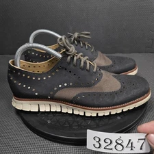 Cole Haan Zerogrand Wingtip Oxford Shoes Mens Size 8 Brown Leather Mesh Grand.OS