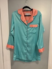 Fernando Sanchez Sleep Shirt Petite Satin vintage Turquoise