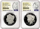 2 coin set 2025 proof morgan peace silver dollars ngc pf70 uc fr mp