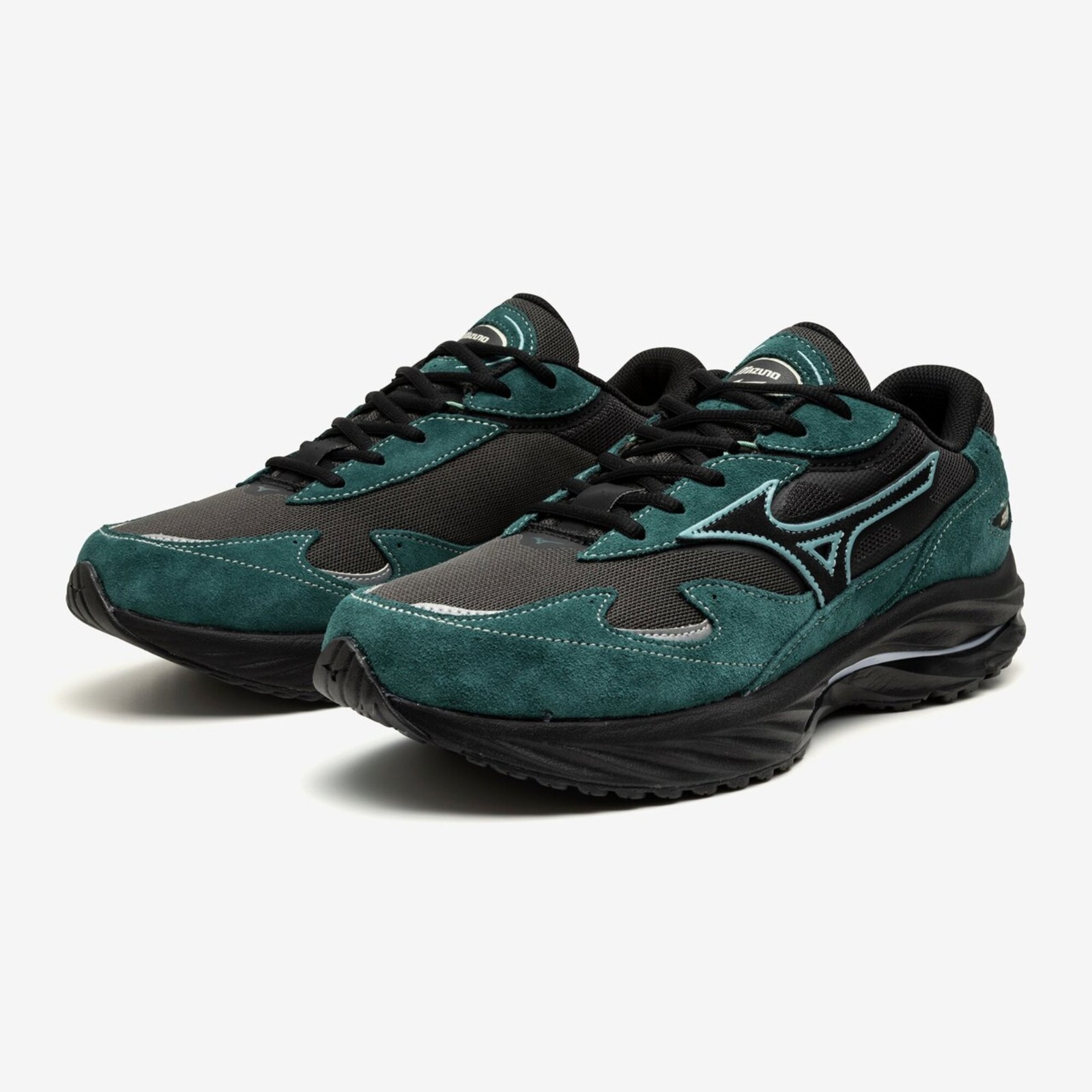 Zapatos de estilo de vida MIZUNO WAVE RIDER β D1GA3309 26 verde negro carbón ancho 2E
