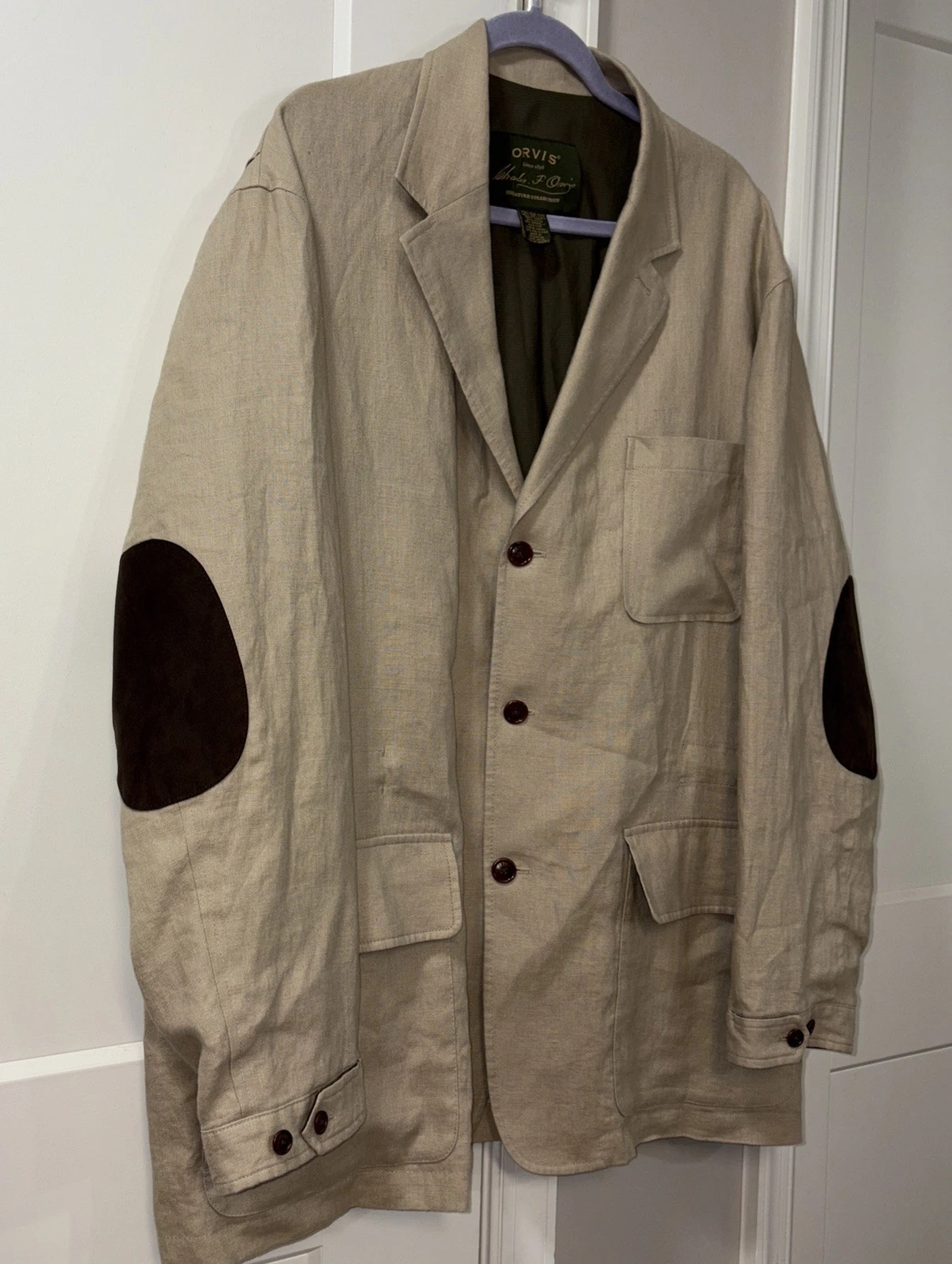 ORVIS Safari Jacket Men’s XXL Linen Field Utility Fishing Hunting Pockets vented