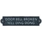 Door Bell Broken Yell Ding Dong Cast Iron Sign Plaque Wall Gate House Garden
